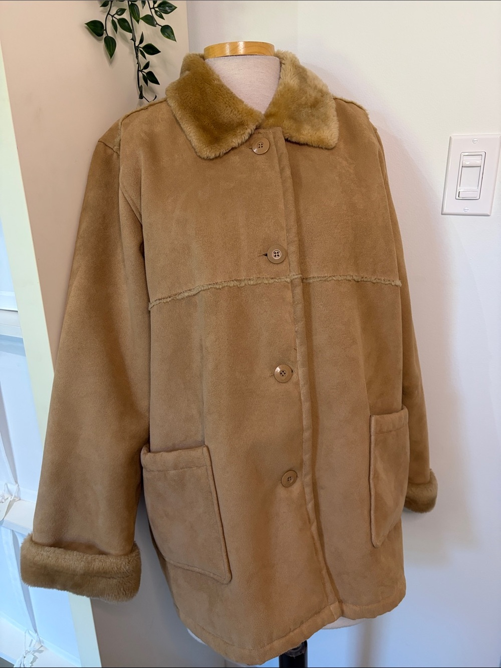 Faux suede teddy bear coat XL